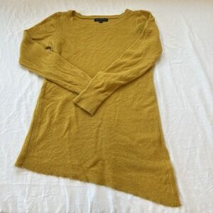 Banana Republic Asymmetrical Long Pullover, Boucle, Yellow mustard, sz M Merino